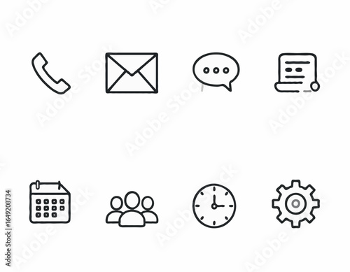 Office and Communication Icon Set – Minimalist Flat Line Vector Collection