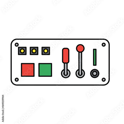 Modern control panel with buttons, levers, and indicator lights offers intuitive operation for complex machinery