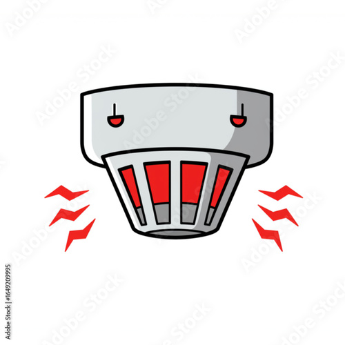 Modern smoke detector alarm activated with warning signals for safety and security