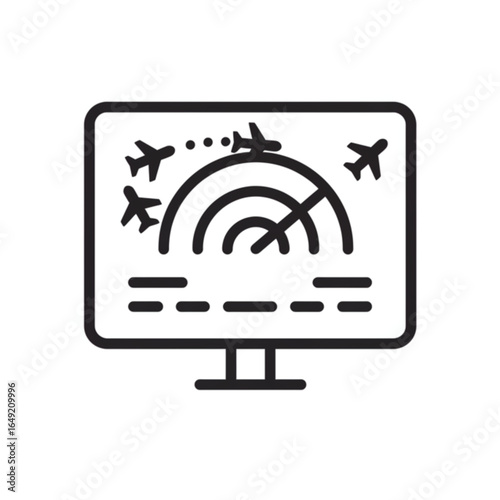Modern radar screen tracking multiple aircraft for air traffic control and aviation monitoring