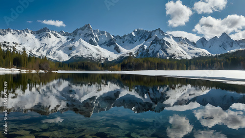 mountain lake in the morning, lake in the mountains, mountain lake reflection
