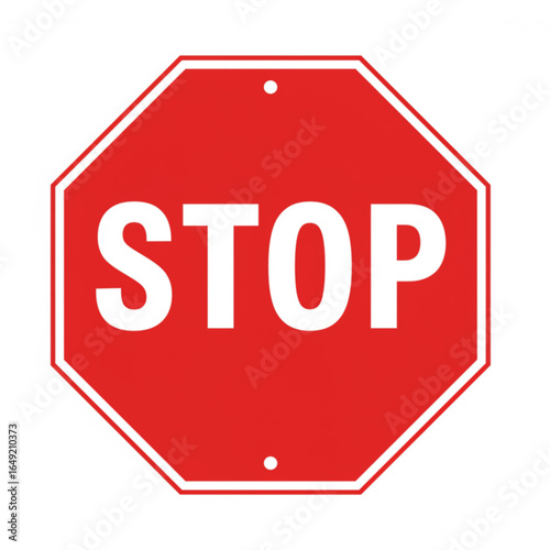 Bold red stop sign graphic with white lettering for clear visual communication and safety alerts