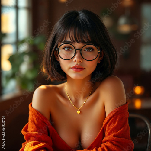 A portrait of a youthful character set against a serene1