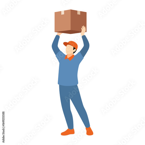 Delivery Man with Parcel: A focused delivery man raises a parcel, symbolizing the reliability and dedication of the express service.
