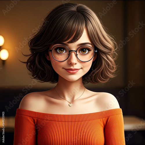 A portrait of a youthful character set against a serene1