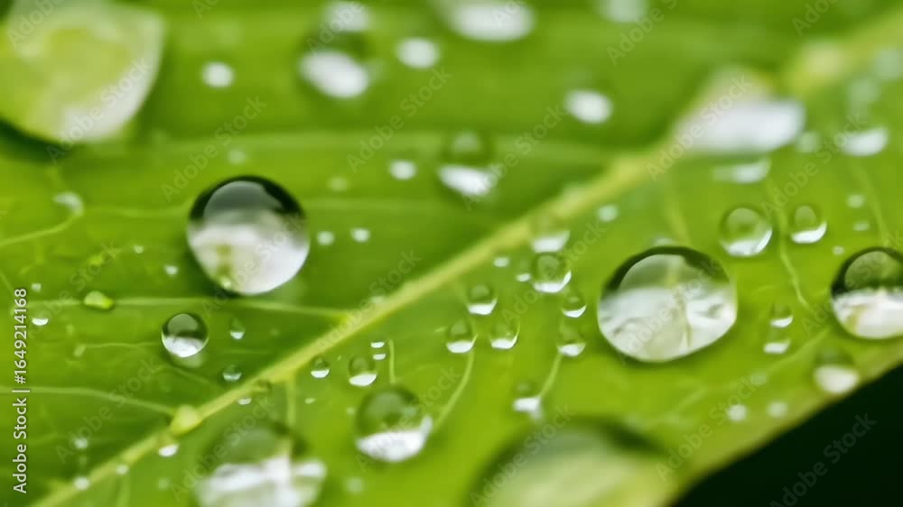 Close-up of a leaf with water droplets, showcasing nature's freshness. Close-up of a leaf with water droplets, showcasing nature's freshness.