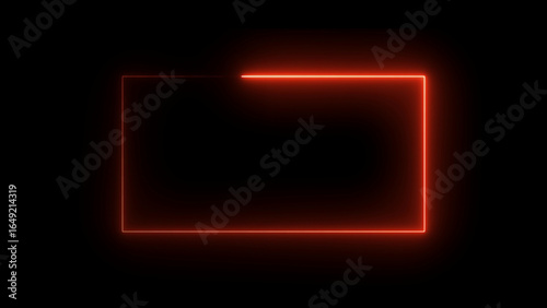 Orange Neon Rectangle Frame on Black border