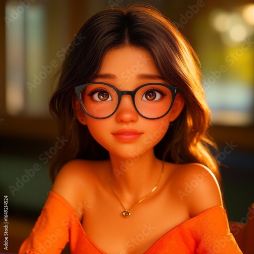 A portrait of a youthful character set against a serene1