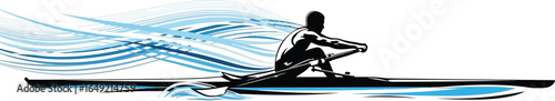 Illustration of a rower in action on water isolated on white background, great for sport and outdoor themes