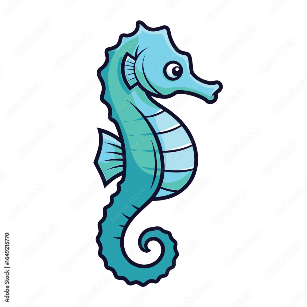 Fototapeta premium Seahorse cartoon character isolated on a white background