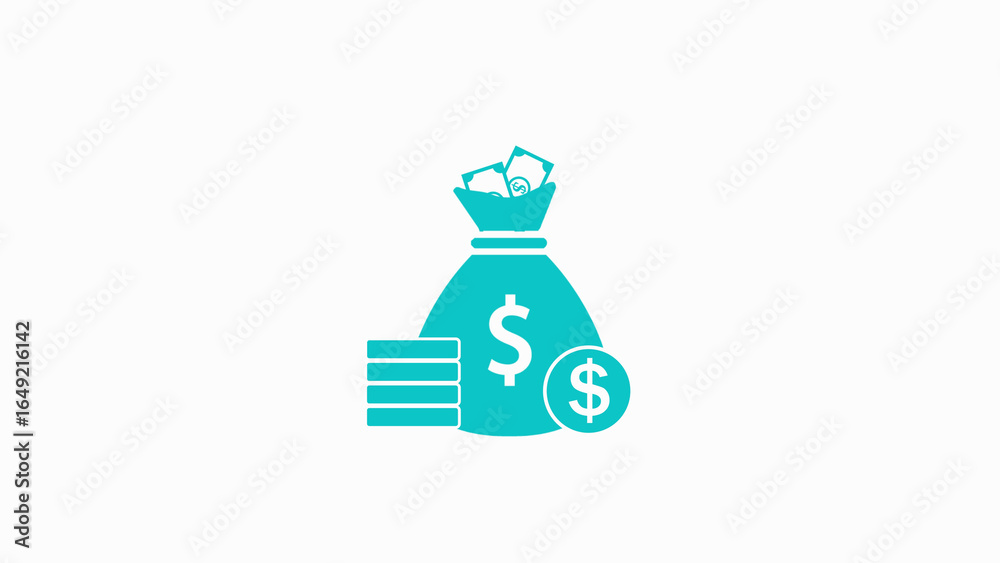 Teal Money Bag With Coins And Dollar Signs Icon finance Teal Money Bag With Coins And Dollar Signs Icon finance