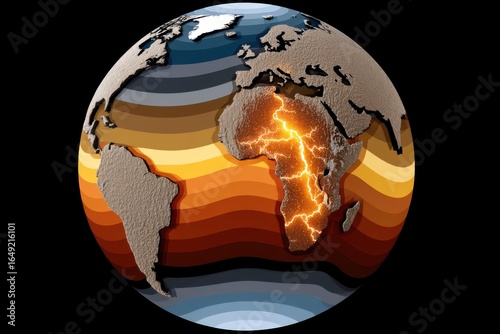 Abstract Earth with Layered Heat Map and Cracks