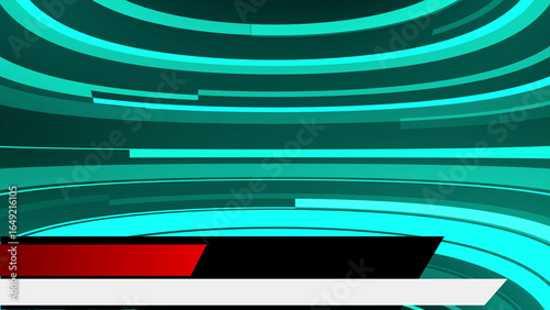 Teal abstract background with horizontal lines and lower third graphic