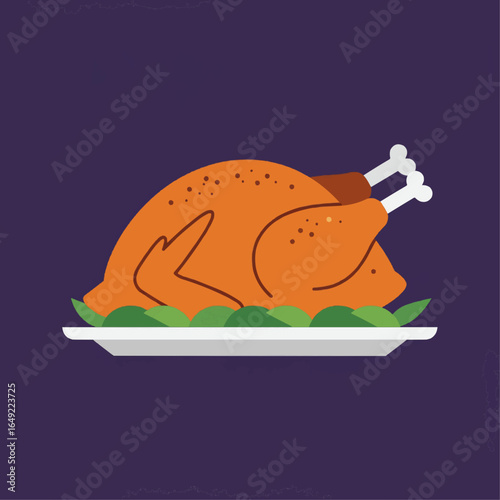 Illustration of a roasted turkey on a plate