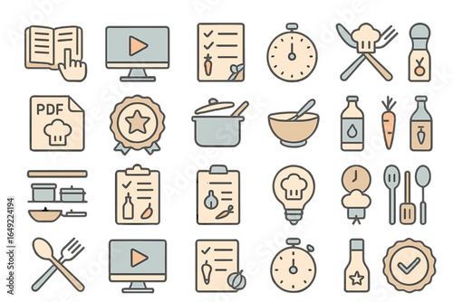 Kitchen tools and cooking resources showcase essential elements for food preparation and culinary learning