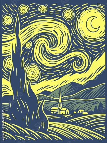 A stylized interpretation of Van Gogh's "Starry Night"