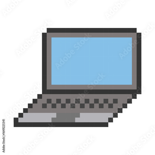Laptop illustration with pixel design. Isolated vector icon on white background
