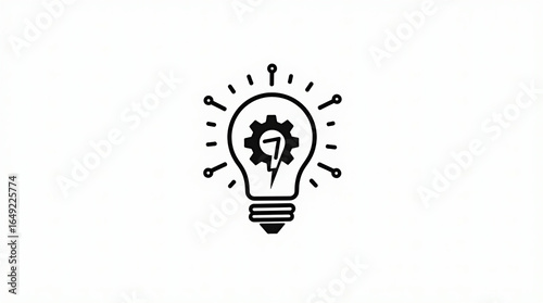 A simple icon of a light bulb with a gear and lightning bolt inside, connected to circuit points