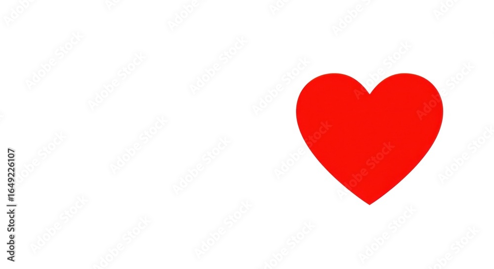 Minimalist design with single red heart on white Minimalist design with single red heart on white