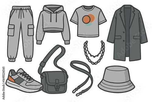 Fashionable gray apparel featuring casual hoodies, stylish t-shirts, and versatile accessories for modern outfits