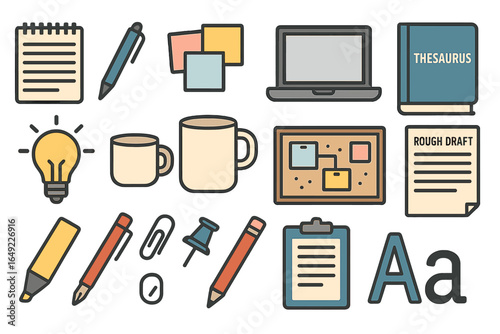 Tools for creative brainstorming and project development in an office workspace