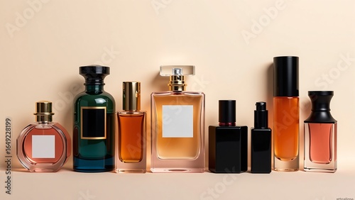 Elegantly arranged assortment of various perfume bottles in sophisticated packaging, showcasing a curated collection of fragrances for personal use and gifting