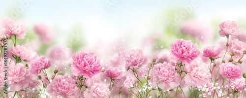 Wallpaper Mural A soft focus image of a field of pink peonies with baby's breath and a blurred background effect Torontodigital.ca