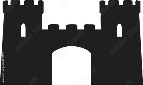 Simple Silhouette Antique Fortification Defense Structure Castle Icon Illustration