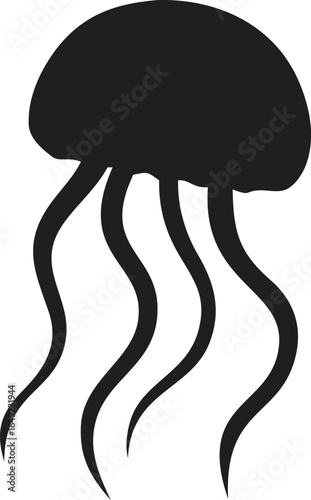 Minimalist Silhouette Jellyfish Sea Creature Underwater Life Marine Animal Icon