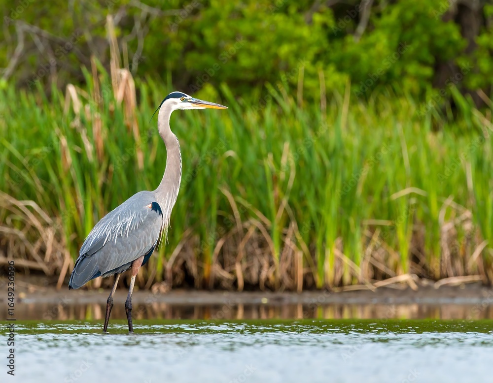 Heron wading in shallow water (3) Heron wading in shallow water (3)