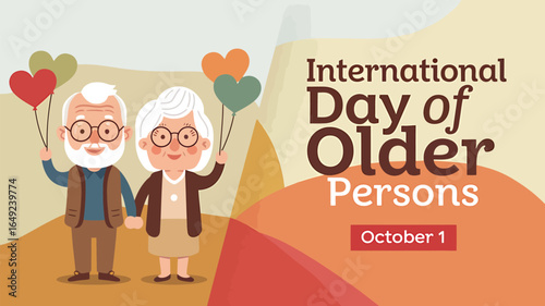 Happy international day of older persons celebration with elderly couple