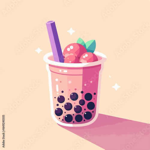 flat illustration of fresh boba ice