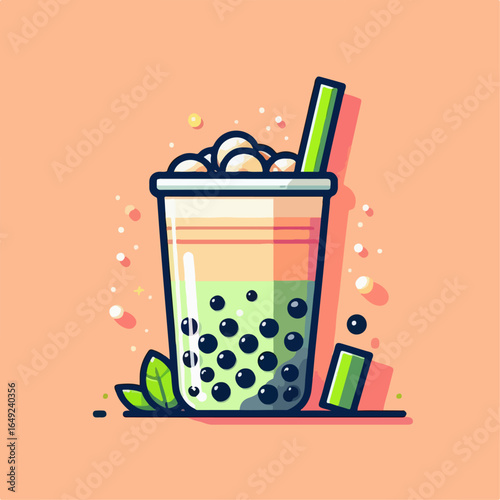 flat illustration of fresh boba ice