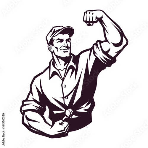 Wallpaper Mural Strength and Determination: A powerful illustration of a muscular man, exuding confidence and showcasing impressive strength, perfect for conveying resilience, dedication. Torontodigital.ca