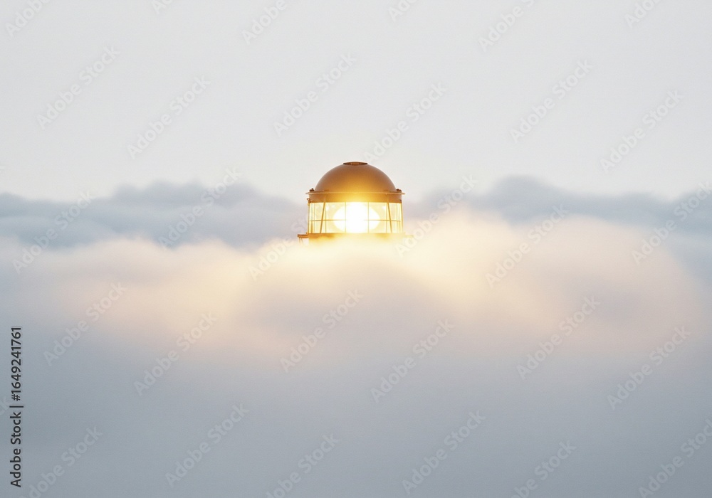 Obraz premium Lighthouse Lantern in Misty Dawn Light
