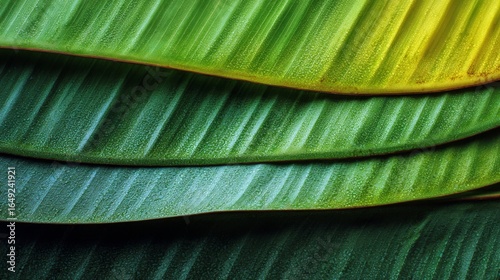 Closeup of Overlapping Green Leaves with Gradient Texture