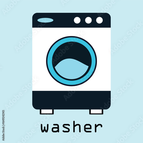 Flat Illustration of a Washing Machine