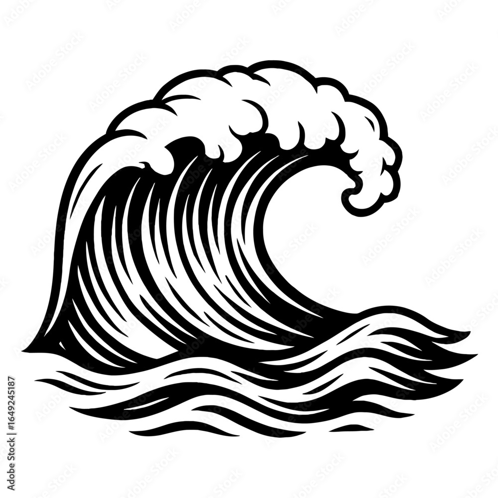 Naklejka premium Powerful Ocean Wave - Dynamic Symbol of Nature and Sea