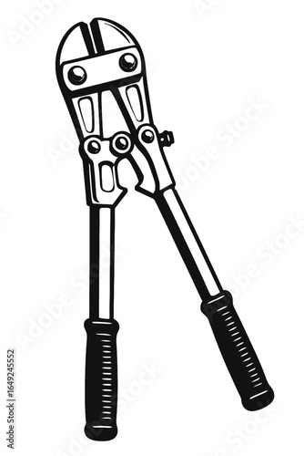 A classic vector illustration of a heavy-duty bolt cutter, perfect for designs related to hardware, construction, and tough jobs.