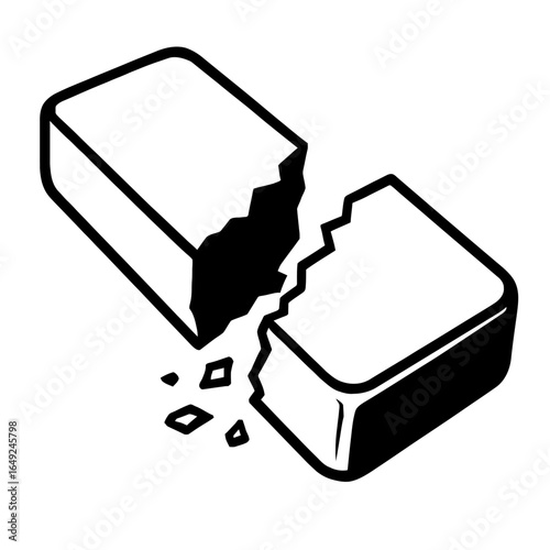 A classic vector illustration of a broken eraser, symbolizing frustration, a mistake, or the need for a do-over.