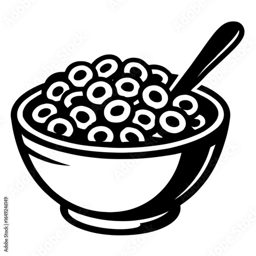 Bowl of Cereal with a Spoon - Classic Healthy Breakfast Food