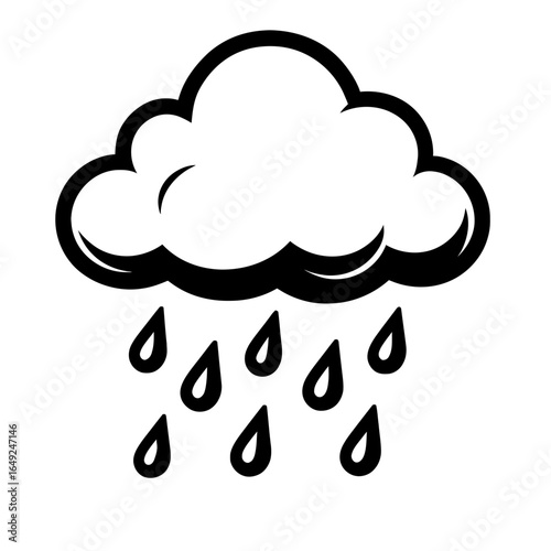 Simple Rain Cloud with Falling Droplets for Weather Concepts