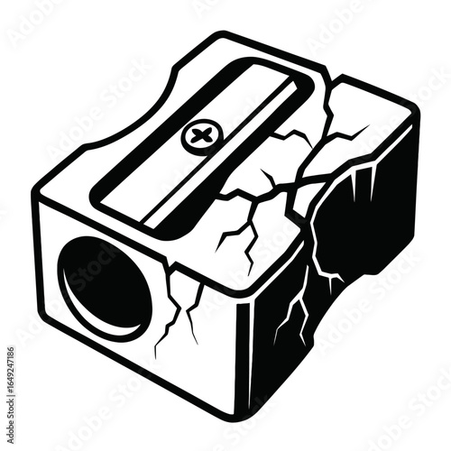 Stylized Cracked Pencil Sharpener with Distressed Texture