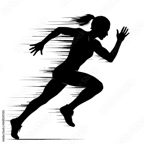 Dynamic Silhouette of Female Sprinter with Motion Blur Effect