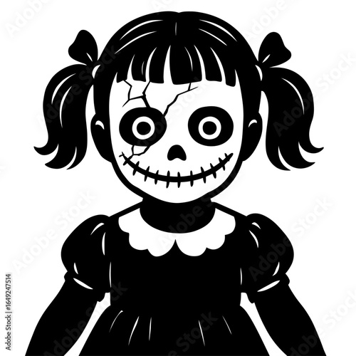 Haunting Creepy Doll with Stitched Mouth for Halloween