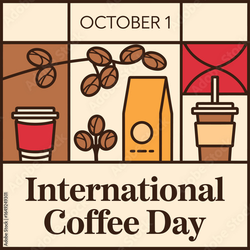 Celebrate international coffee day with beans cups and bags