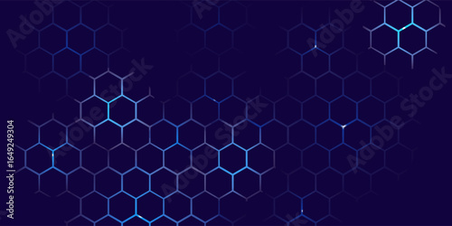 Dark Hexagon Abstract Technology or Science Background. Hi Tech Hexagon Grid. Vector Illustration.