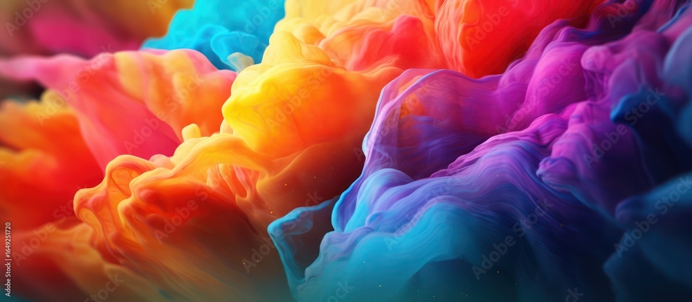 Fototapeta premium 3d render, abstract, colorful clouds, vibrant colors, smoke, explosion, fantasy, digital art, 8k, highly detailed 