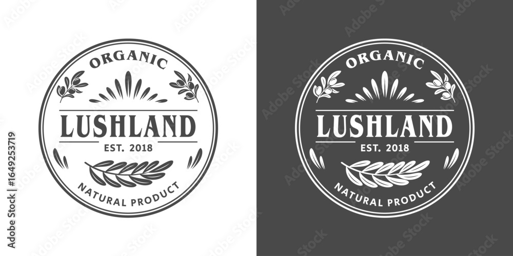 Obraz premium Olive oil design elements. Olive farm logo template isolated on black and white background. Vector illustration