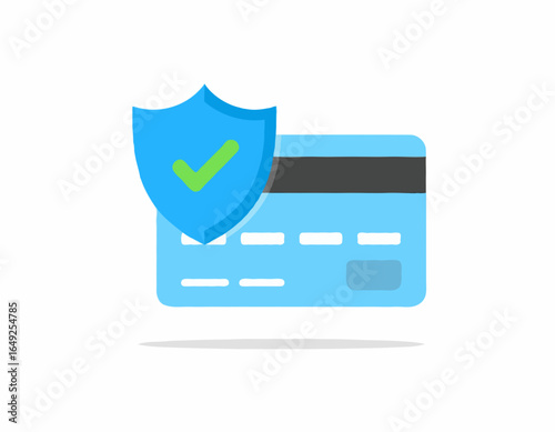 Secure Payment Icon – Credit Card with Shield Vector